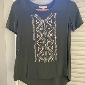 Embroidered green top